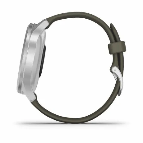 Гибридные смарт-часы Garmin VIVOMOVE STYLE серебристый с травяным силиконовым ремешком - Фото 8