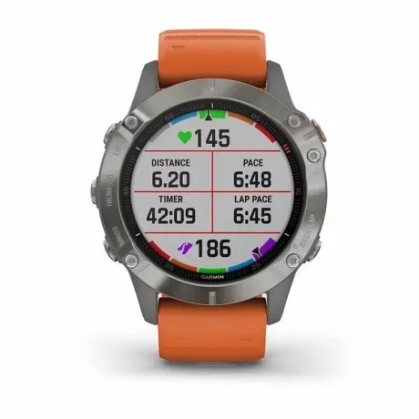 Часы Garmin FENIX 6 Sapphire титановый с оранжевым ремешком - Фото 8