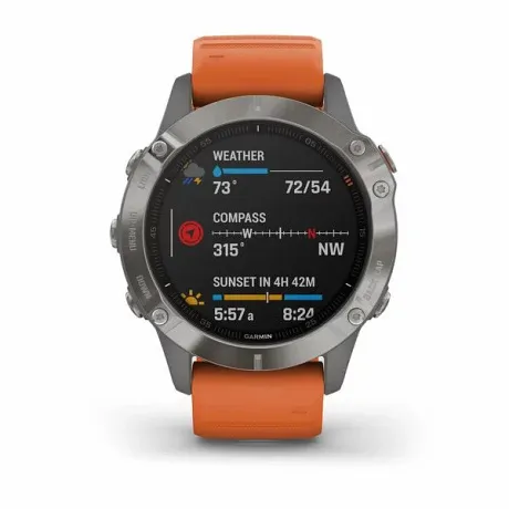 Часы Garmin FENIX 6 Sapphire титановый с оранжевым ремешком - Фото 7