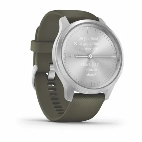 Гибридные смарт-часы Garmin VIVOMOVE STYLE серебристый с травяным силиконовым ремешком - Фото 4