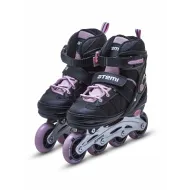 Ролики раздвижные Atemi, AIS01AS, S (30-33), PU64, 82A, ABEC-7 Carbon, SB, черно-розовые